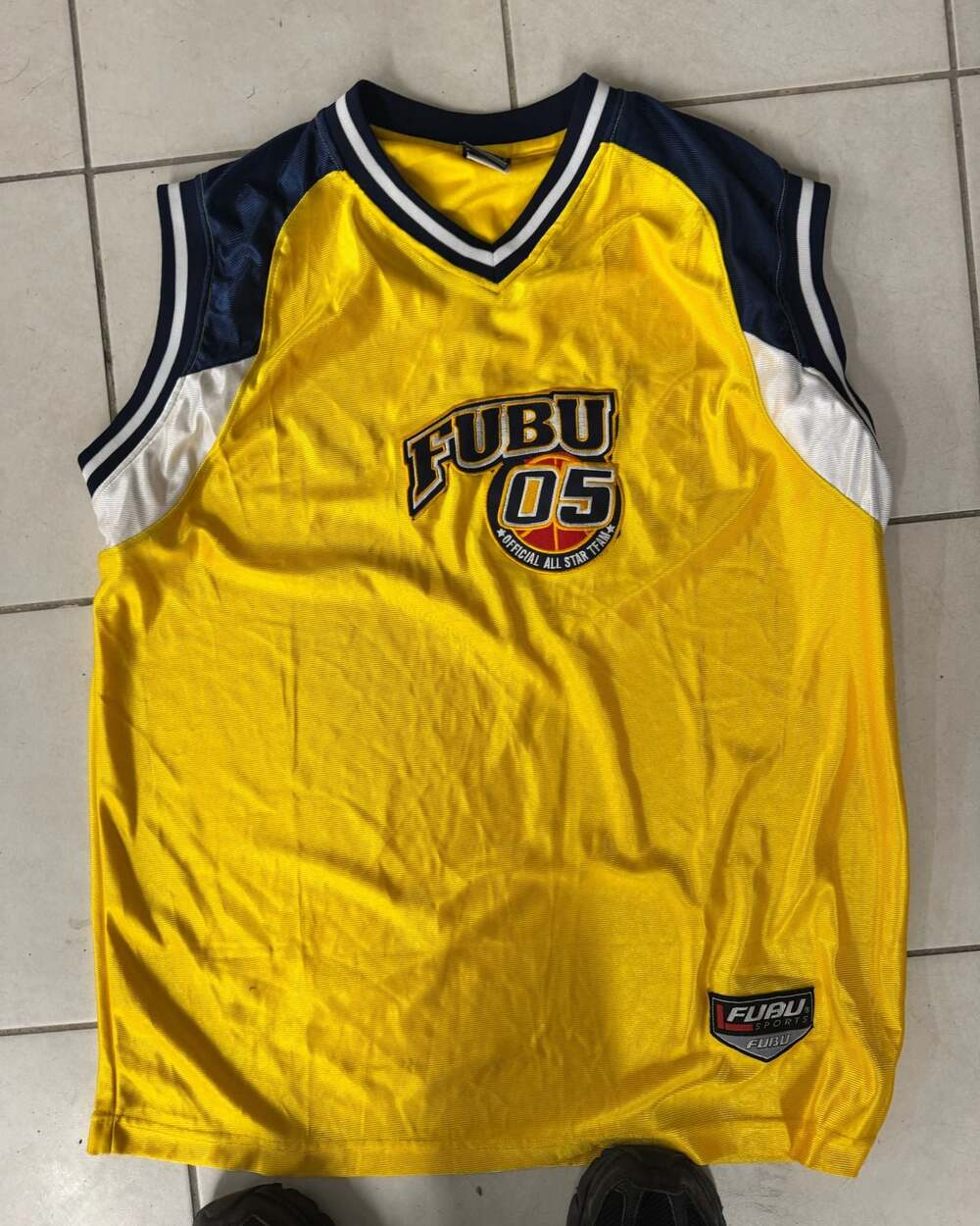 Vintage FUBU Sports 05 Official All Star Team Basketball Jersey Yellow Navy